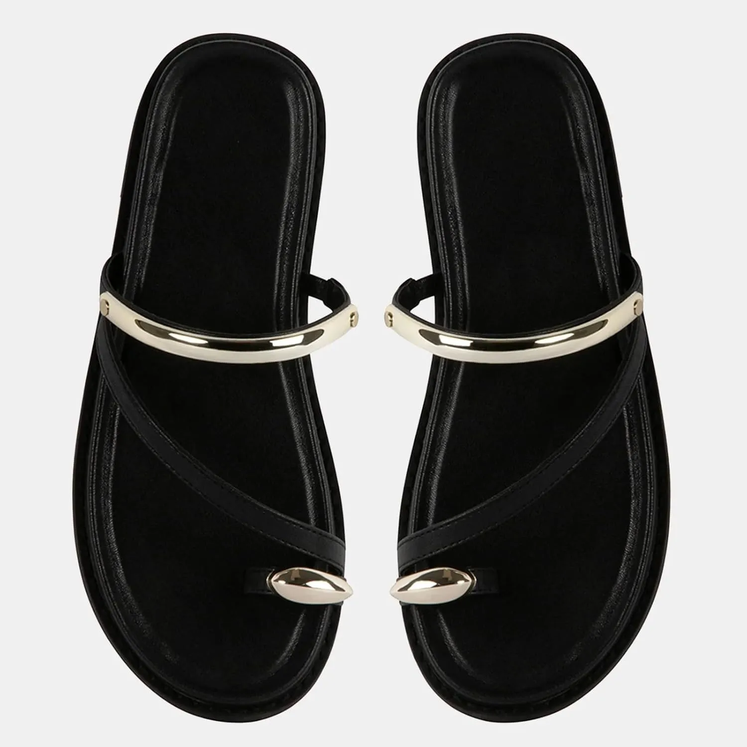 Toe Ring Thong Sandals for Women Open Toe Strappy Flat Sandals Casual Summer Dressy Beach Slide Sandals