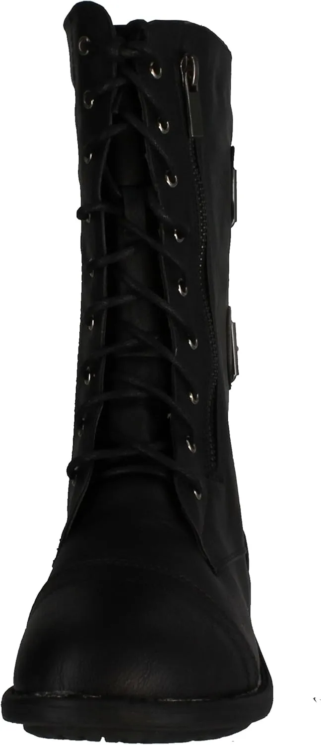 TOP Moda Pack 72 Womens Military Lace Up Buckle Combat Boots