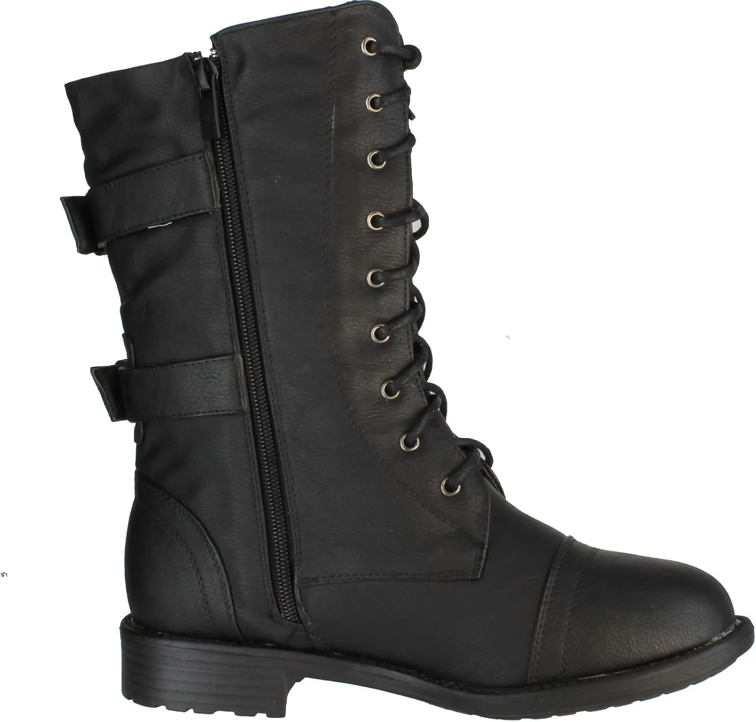 TOP Moda Pack 72 Womens Military Lace Up Buckle Combat Boots