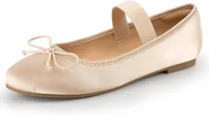 Trary Ballet Flats for Women Closed Round Toe Mary Jane Shoes Women Cute Bowknot Non-Slip Dressy Shoes Elastic Strap Comfortable Women's Flats for All-Year Daily Work Causal