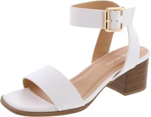 TruFox Womens Chunky Block Low Heel Ankle Strap Open Toe Dress Sandal