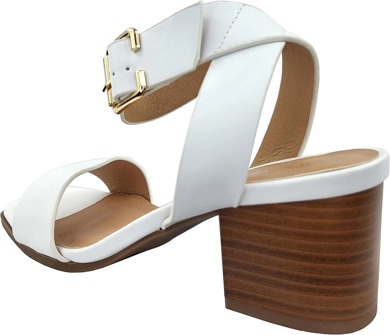 TruFox Womens Chunky Block Low Heel Ankle Strap Open Toe Dress Sandal