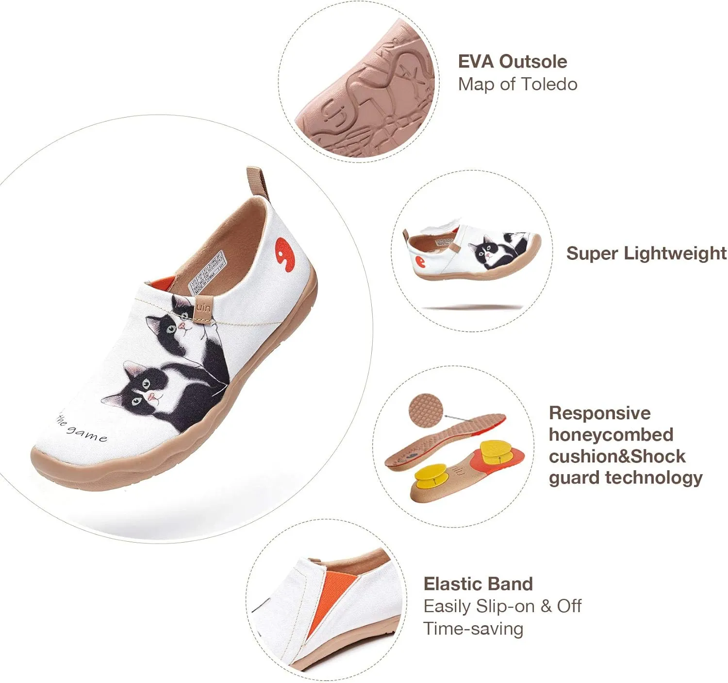 UIN Women's Artistic Cute Pets Design Slip-On Shoes Fun Comfortable Casual Flats Lightweight Everyday Loafers Footwear