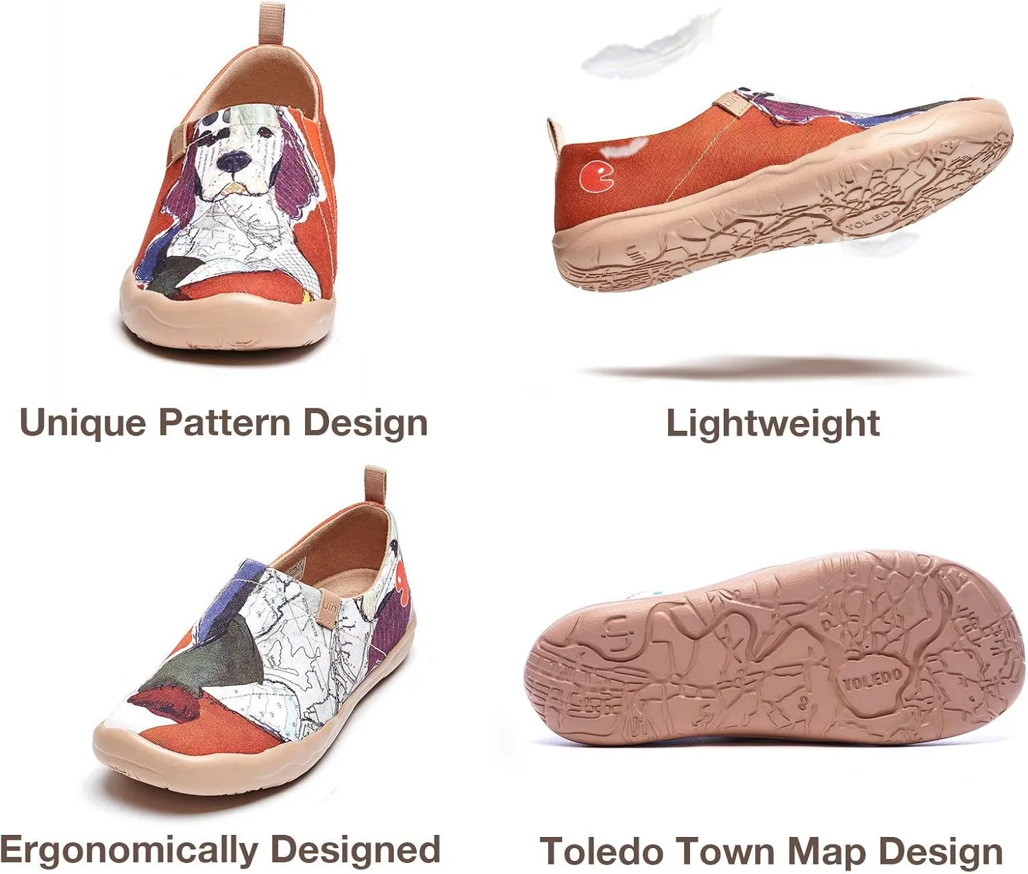 UIN Women's Artistic Cute Pets Design Slip-On Shoes Fun Comfortable Casual Flats Lightweight Everyday Loafers Footwear