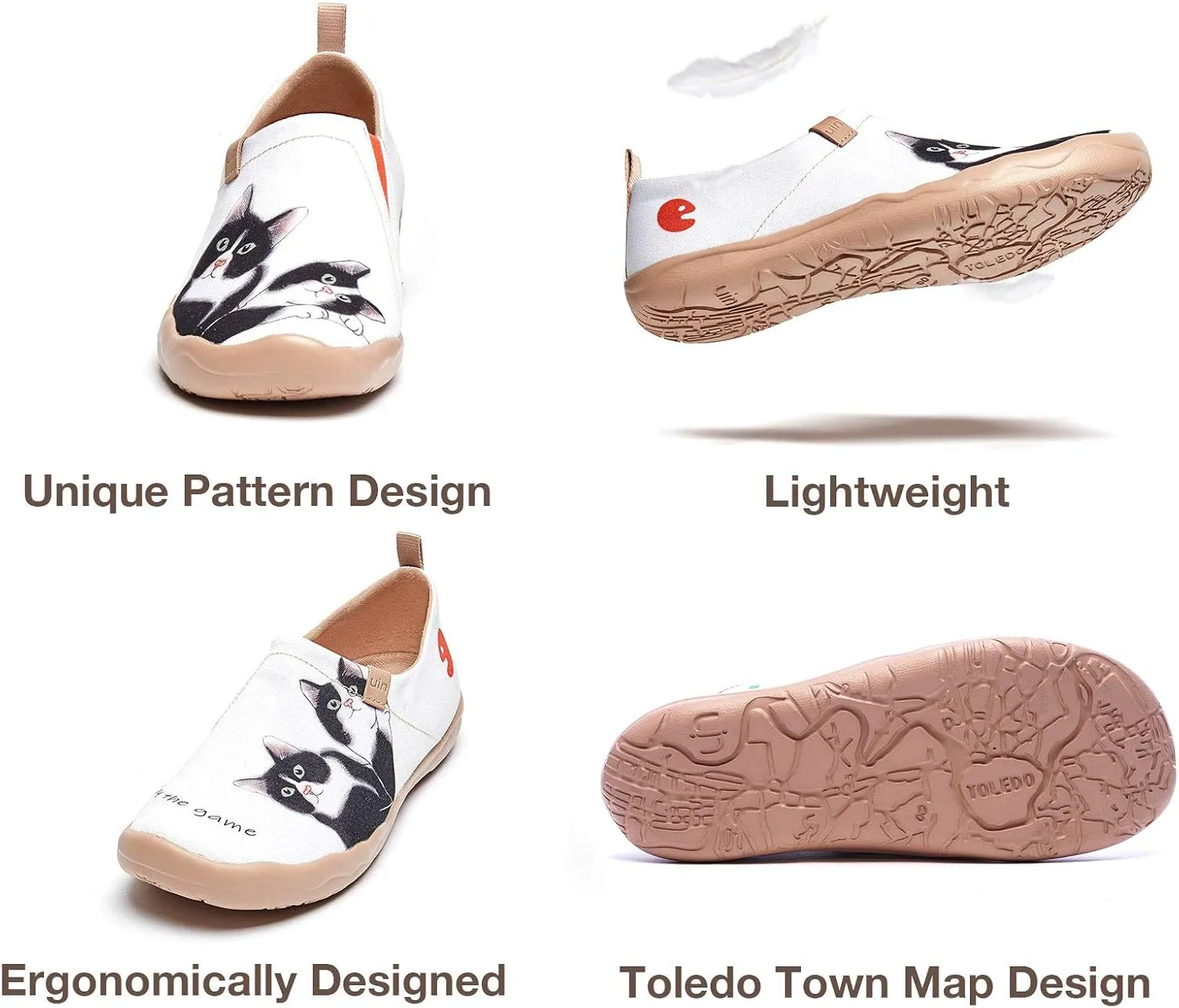 UIN Women's Artistic Cute Pets Design Slip-On Shoes Fun Comfortable Casual Flats Lightweight Everyday Loafers Footwear