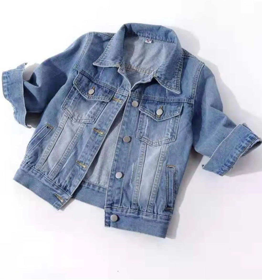 Unilexi Women's 3/4 Sleeve Colored Cropped Denim Jacket Light Wash Short Jean Jacket Trucker Coat
