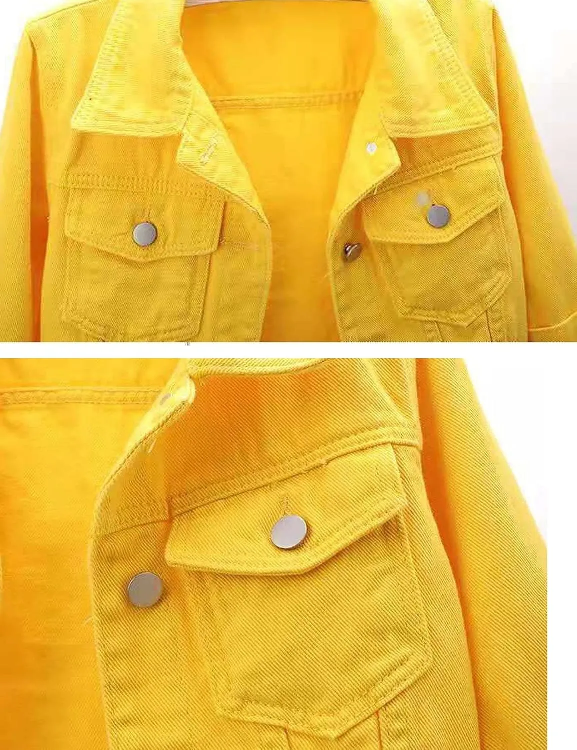 Unilexi Women's 3/4 Sleeve Colored Cropped Denim Jacket Light Wash Short Jean Jacket Trucker Coat