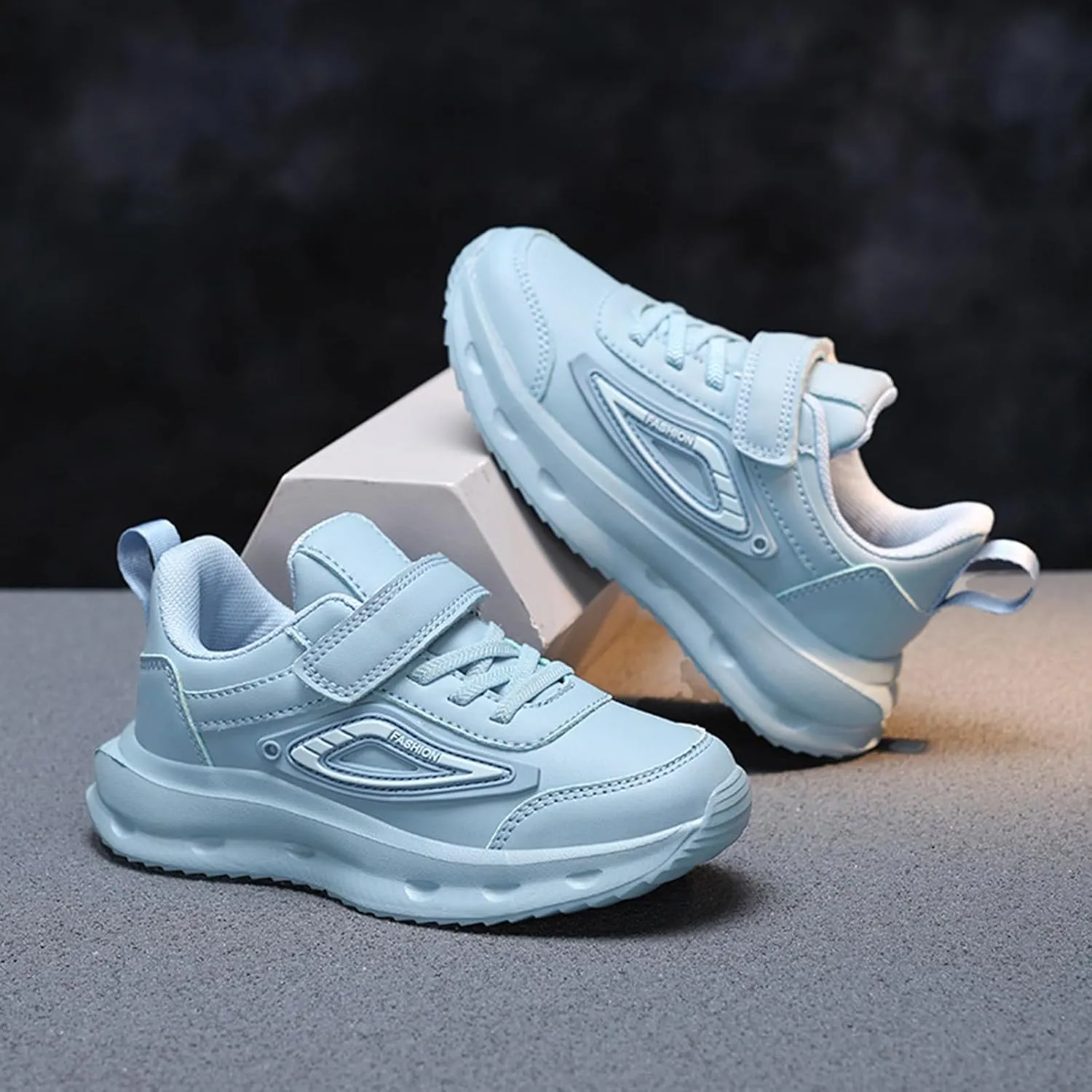 Unisex-Child Sneakers Leather Lightweight Breathable Athletic Sneakers for Kids Chunky Sole Shoes for Boys Girls