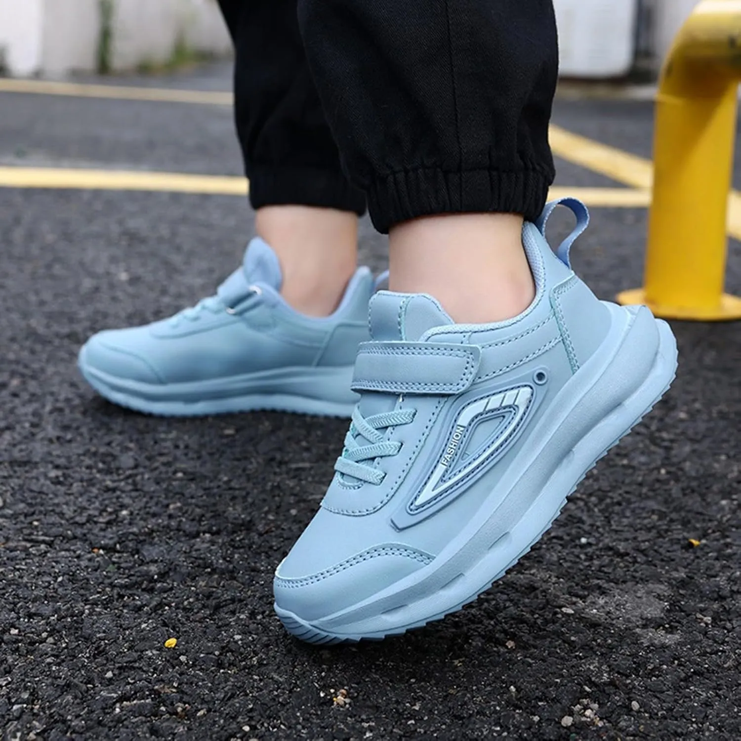 Unisex-Child Sneakers Leather Lightweight Breathable Athletic Sneakers for Kids Chunky Sole Shoes for Boys Girls