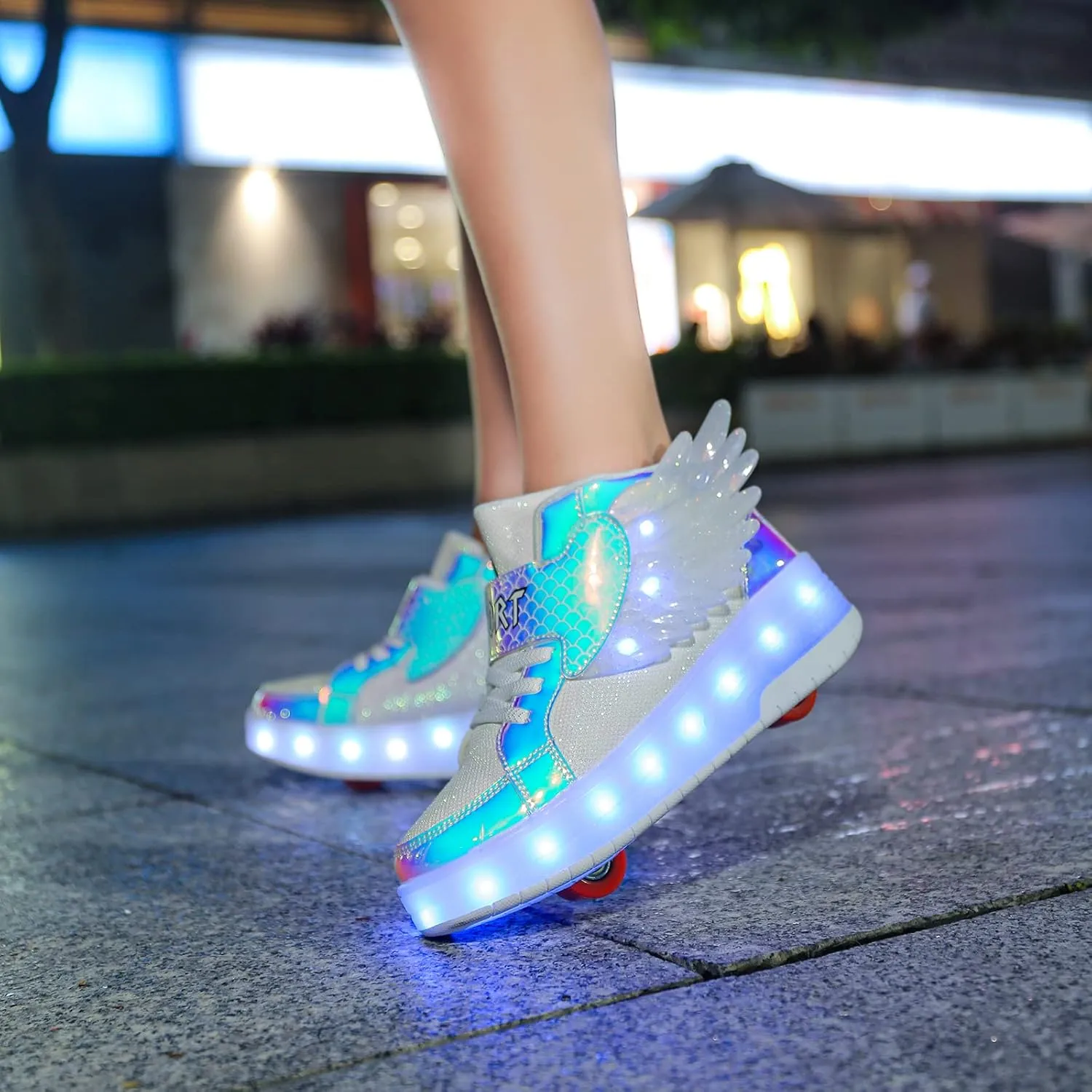 USB Rechargeable Roller Shoes Sneakers for Boys Girls Kids Gift LED Light Up Wheels Shoes Roller Skates