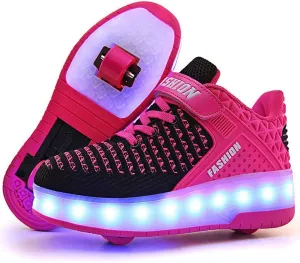 USB Rechargeable Roller Shoes Sneakers for Boys Girls Kids Gift LED Light Up Wheels Shoes Roller Skates