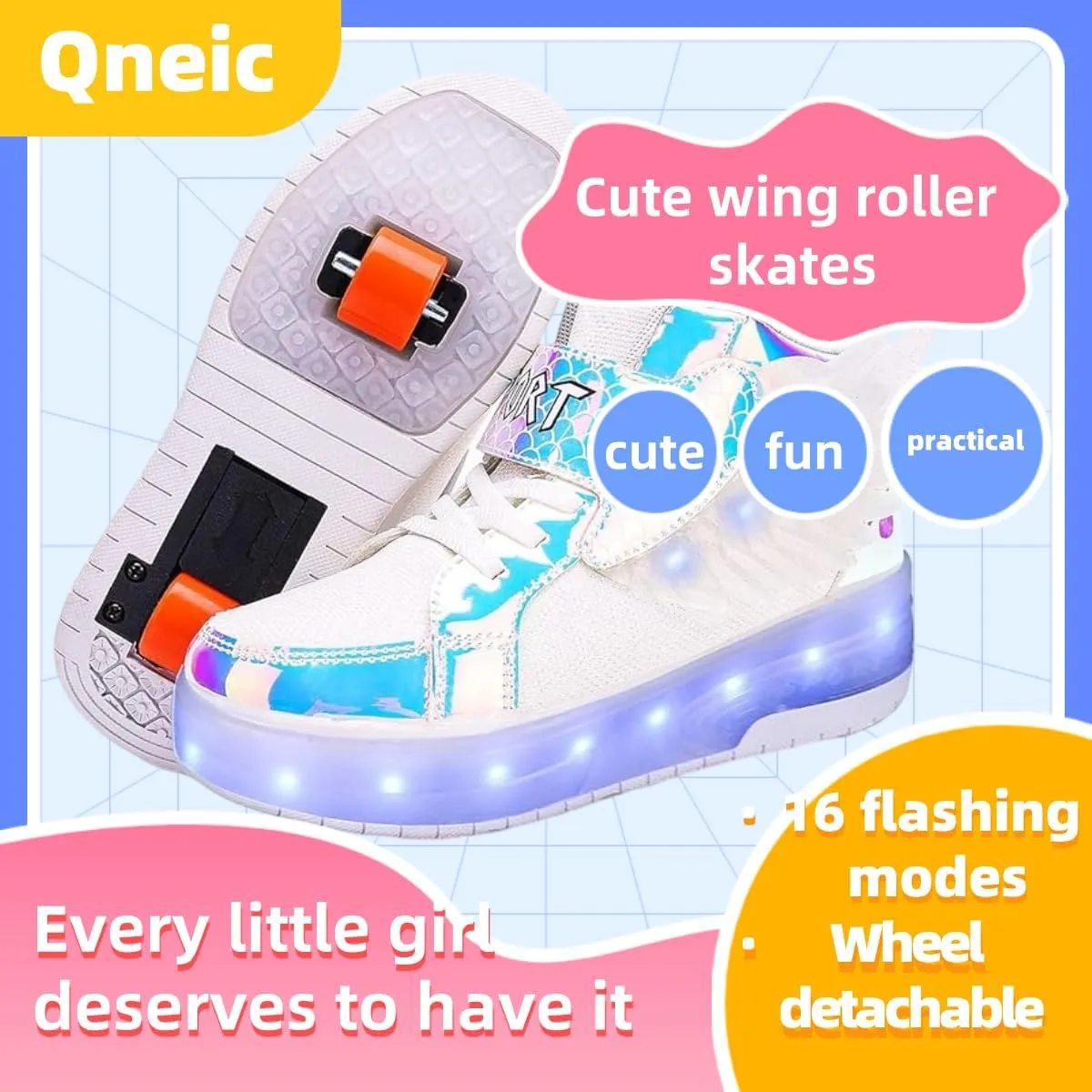 USB Rechargeable Roller Shoes Sneakers for Boys Girls Kids Gift LED Light Up Wheels Shoes Roller Skates