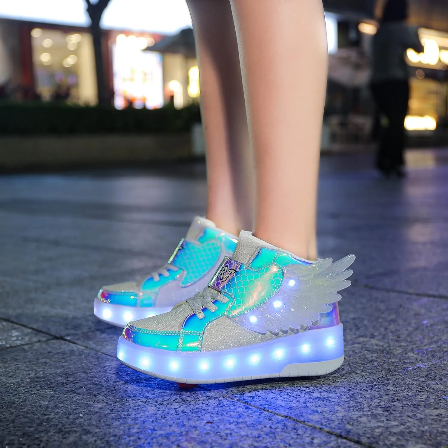 USB Rechargeable Roller Shoes Sneakers for Boys Girls Kids Gift LED Light Up Wheels Shoes Roller Skates