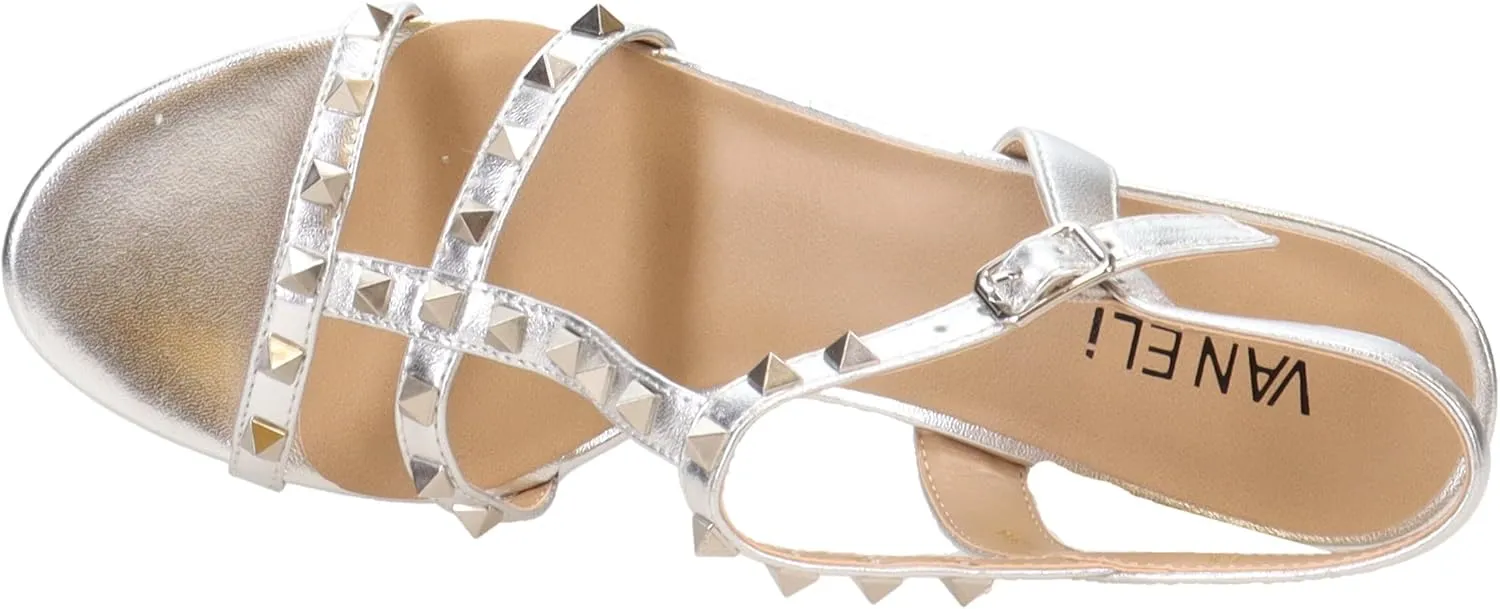 VANELi Womens Midge Studded Slingback Dress Sandals Mid Heel 2-3" - Beige