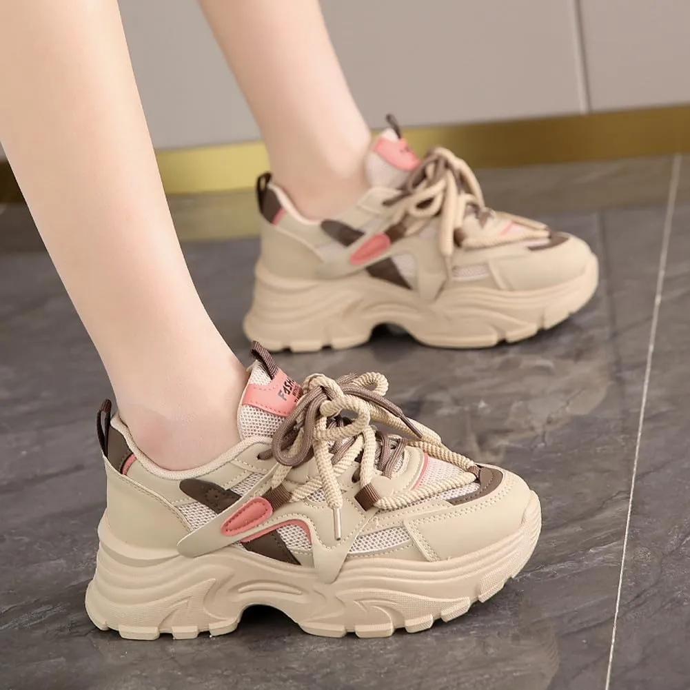 VAXAV Women's Fashion Breathable Mesh Platform Sneakers Casual Jogging Walking Shoes 5.5-8.5