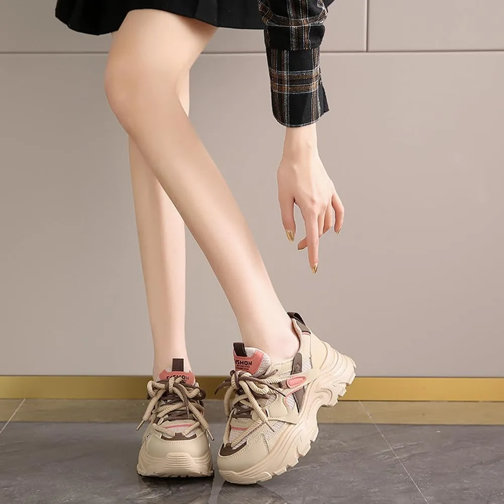 VAXAV Women's Fashion Breathable Mesh Platform Sneakers Casual Jogging Walking Shoes 5.5-8.5