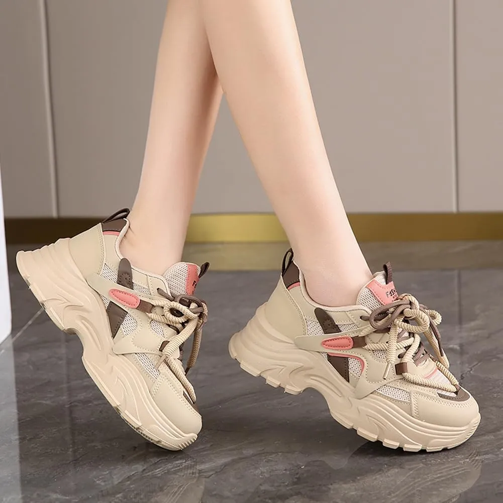 VAXAV Women's Fashion Breathable Mesh Platform Sneakers Casual Jogging Walking Shoes 5.5-8.5