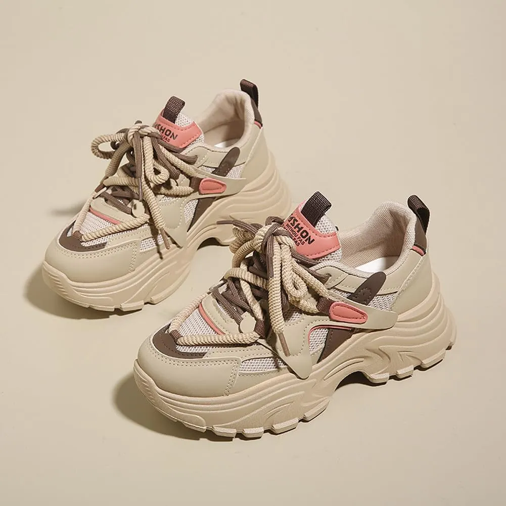 VAXAV Women's Fashion Breathable Mesh Platform Sneakers Casual Jogging Walking Shoes 5.5-8.5