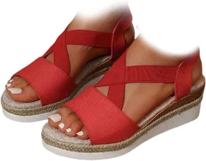 Vianys Women's Comfy Wedge Heel Sandals, Orthopedic Sandals Summer Flat Wedge Heel Fish Mouth Casual