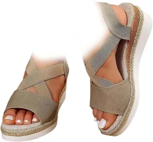 Vianys Women's Comfy Wedge Heel Sandals, Orthopedic Sandals Summer Flat Wedge Heel Fish Mouth Casual