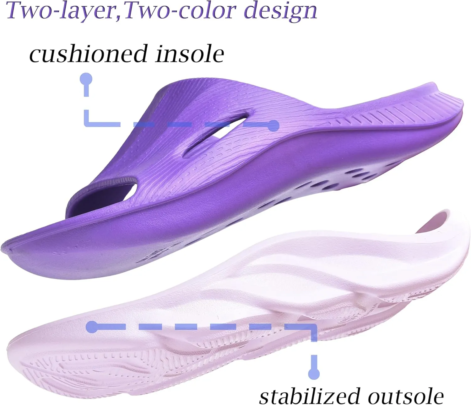 VIYEAR Womens Mens Recovery Slides with Comfortable Plantar Fasciitis Arch Support,Unisex Orthotic Walking Thick Cushion Sport Sandals Reduces Stress on Feet