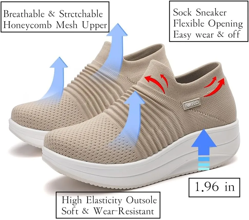 Walking Shoes for Women Slip On Nurse Slip Resistant Work Sock Sneakers Food Service Platform Comfortable Weight Light