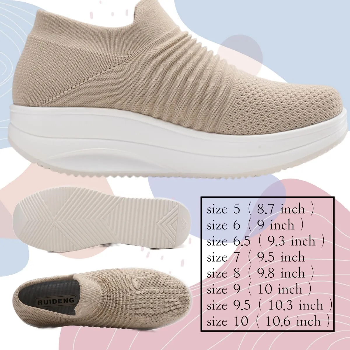 Walking Shoes for Women Slip On Nurse Slip Resistant Work Sock Sneakers Food Service Platform Comfortable Weight Light
