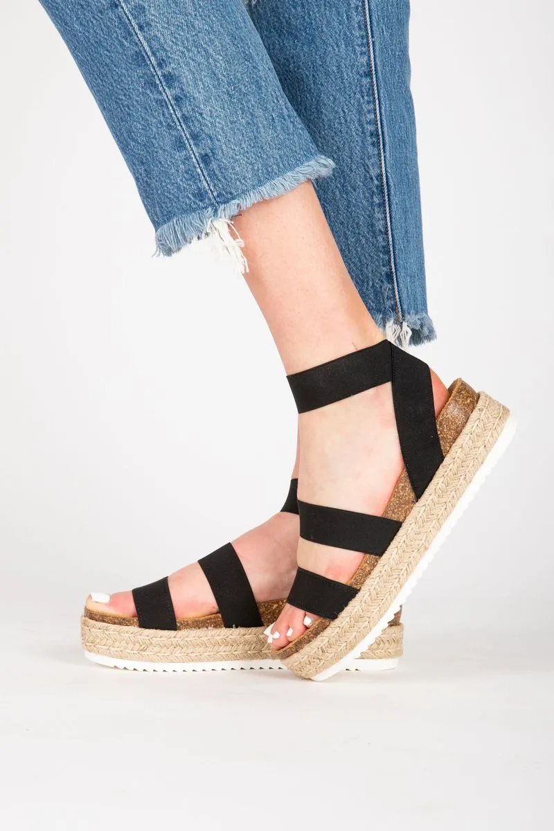 Wedge Espadrille Modern Black Madden Steve Easy-to-use Sandals Fitted Platform Kimmie Flatform