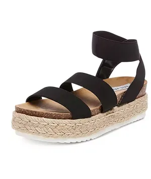 Wedge Espadrille Modern Black Madden Steve Easy-to-use Sandals Fitted Platform Kimmie Flatform