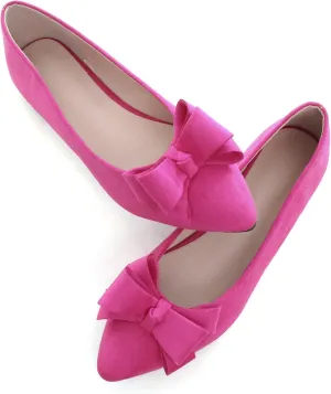 WENJIAZHIZHI Flat Dress Shoes Women Comfortable Ballet Flats Slip On Pearls Knot Dressy Shoes Pointed Toe