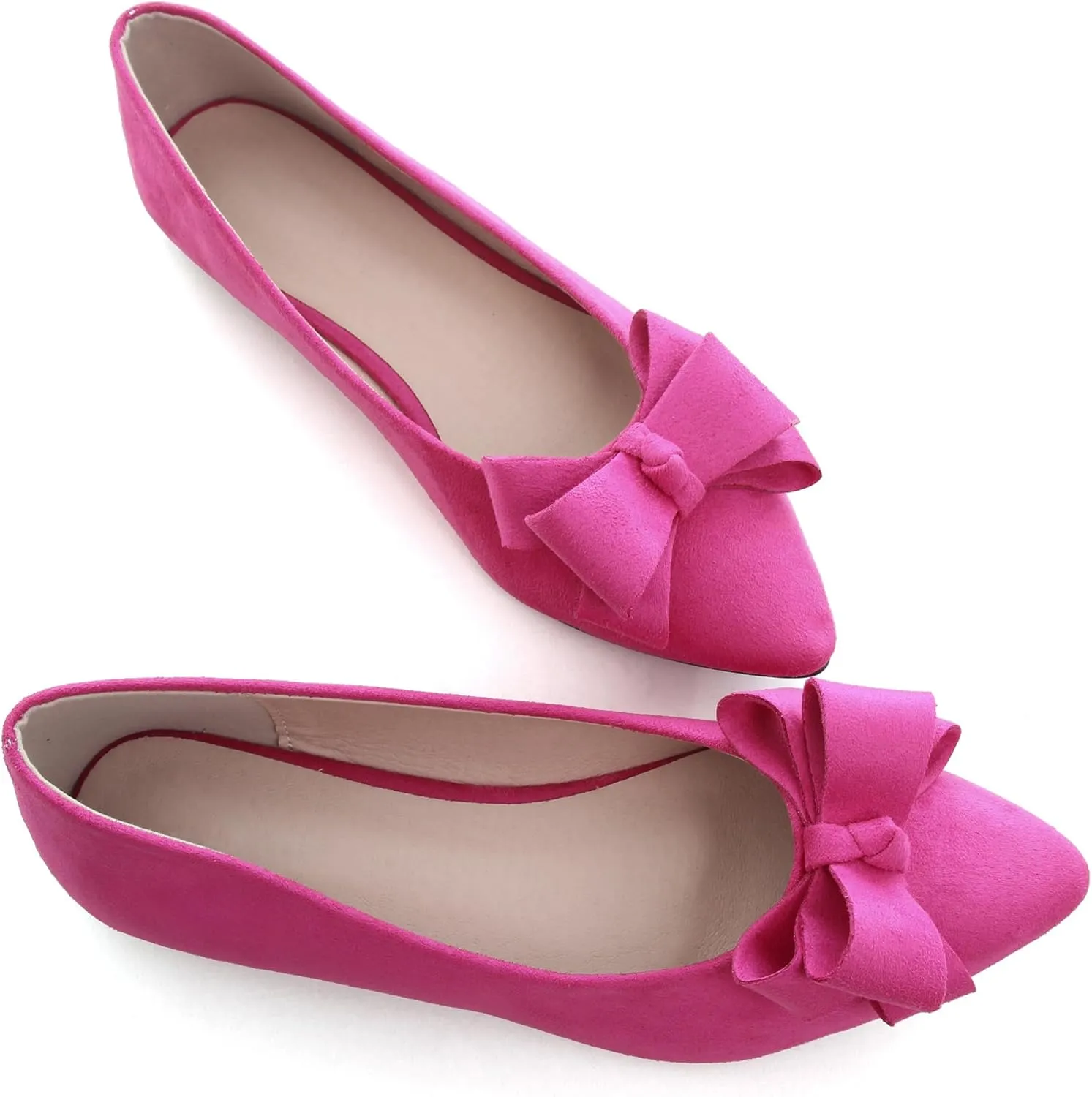 WENJIAZHIZHI Flat Dress Shoes Women Comfortable Ballet Flats Slip On Pearls Knot Dressy Shoes Pointed Toe