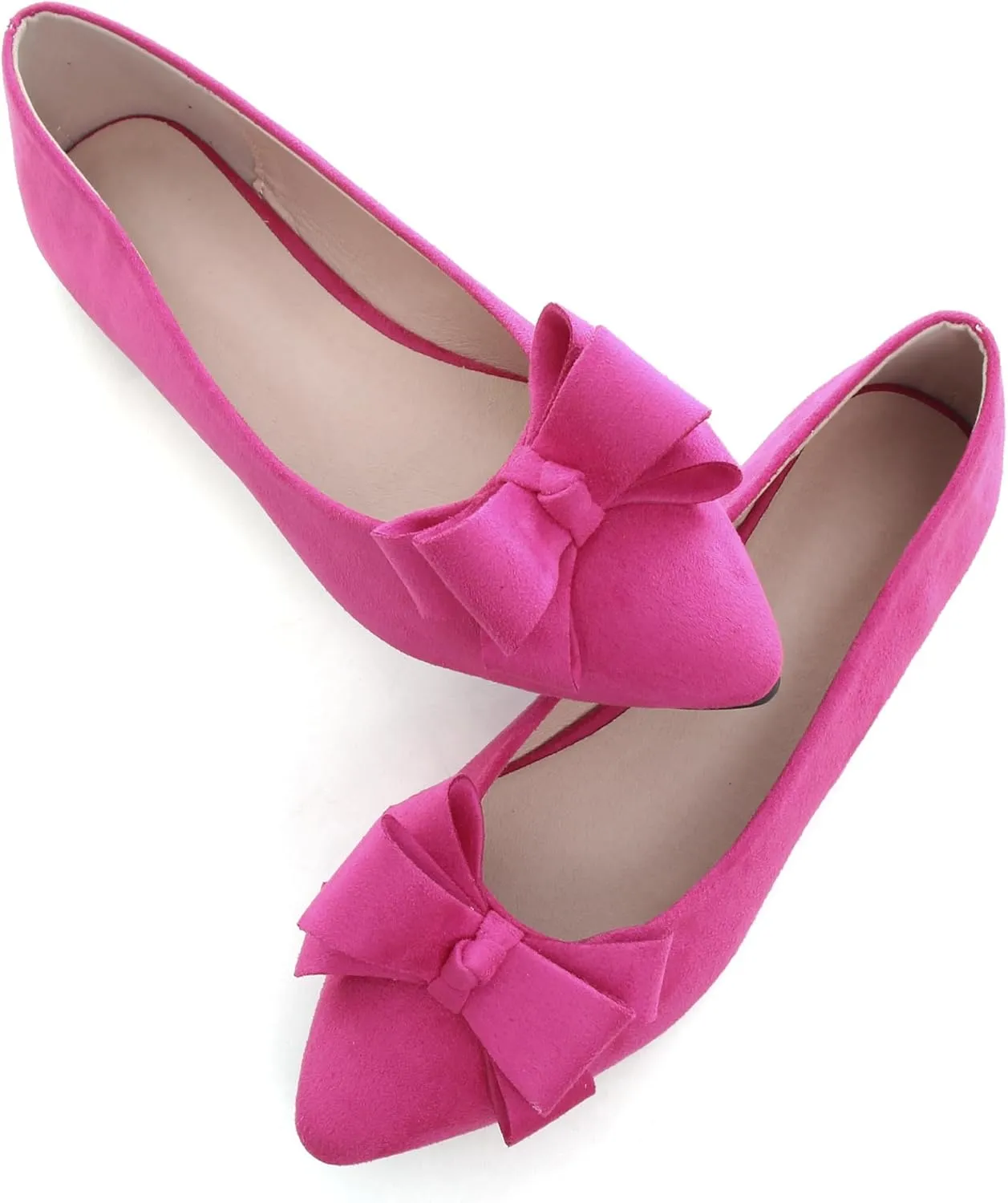 WENJIAZHIZHI Flat Dress Shoes Women Comfortable Ballet Flats Slip On Pearls Knot Dressy Shoes Pointed Toe