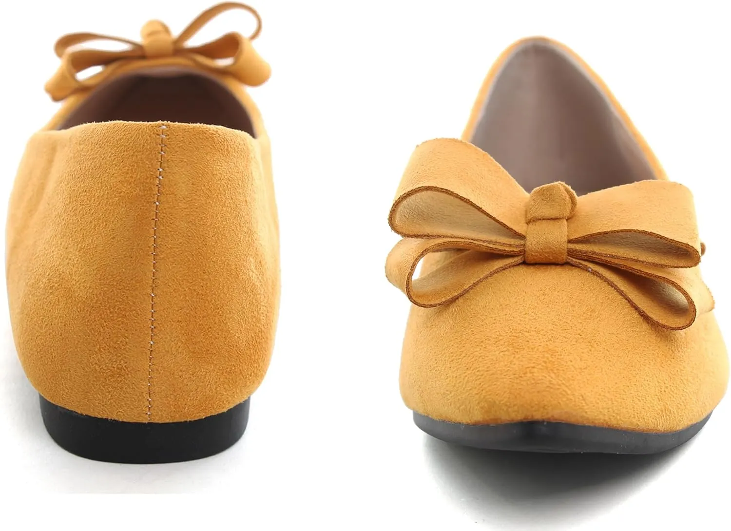 WENJIAZHIZHI Flat Dress Shoes Women Comfortable Ballet Flats Slip On Pearls Knot Dressy Shoes Pointed Toe