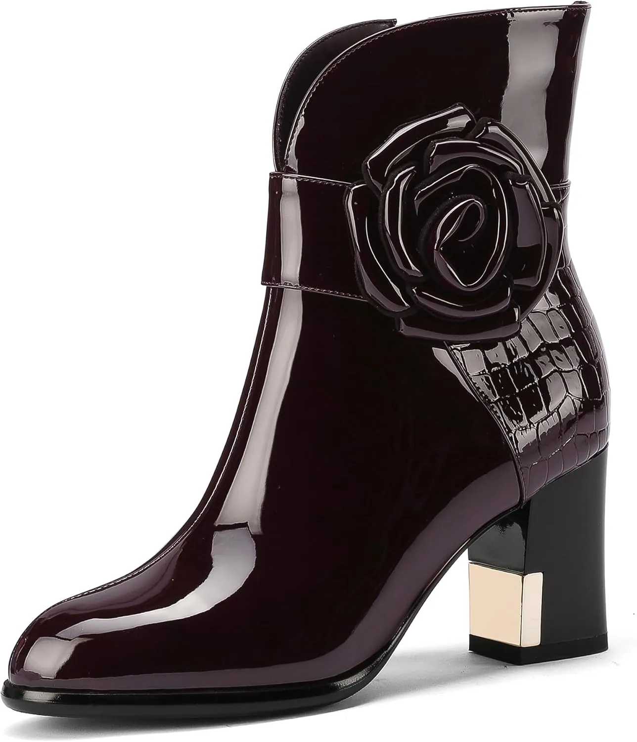 Western Gladiator Boots For Women Winter Ankle Extra Wide Calf Booties Botas Para Mujer Chelsea Leather Chunky Block Dress Combat Warm Lined Cowboy Cowgirl Ladies High Heels