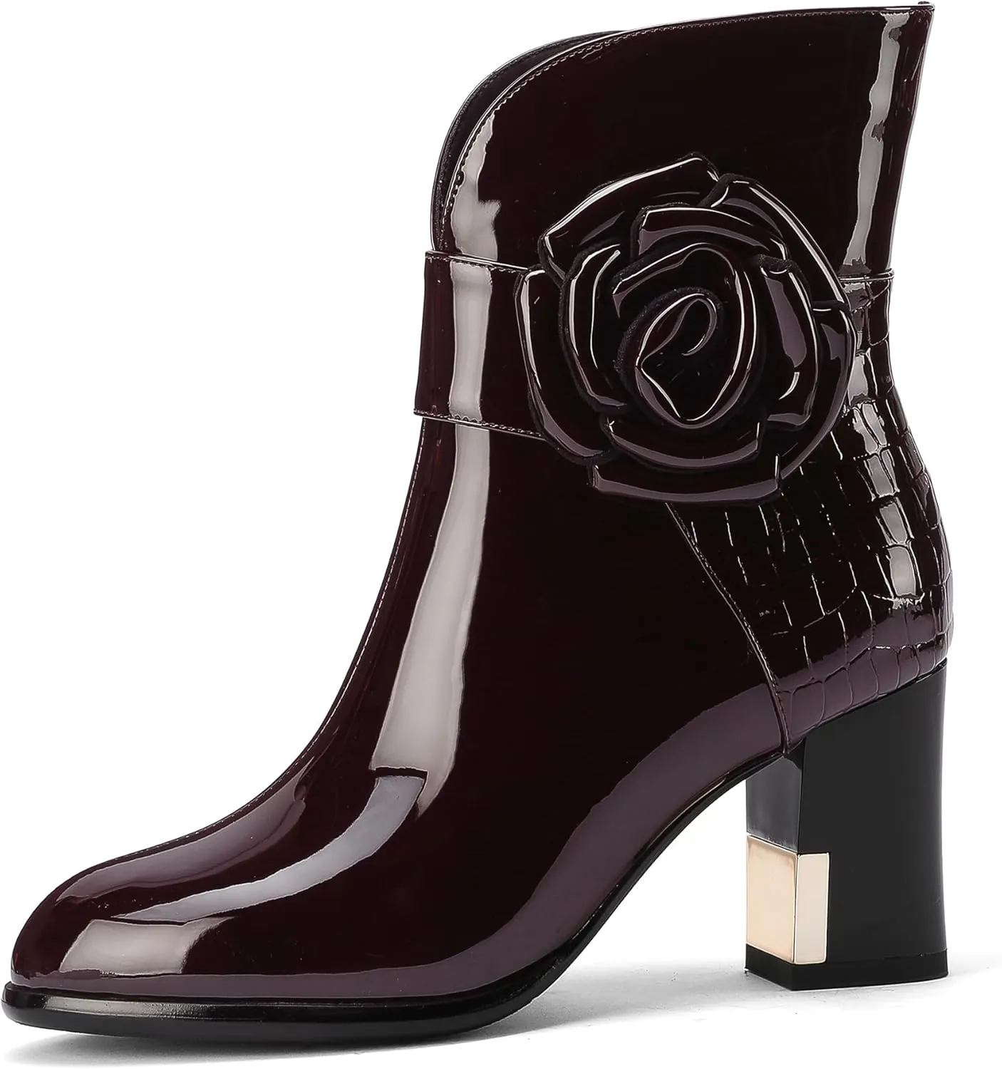 Western Gladiator Boots For Women Winter Ankle Extra Wide Calf Booties Botas Para Mujer Chelsea Leather Chunky Block Dress Combat Warm Lined Cowboy Cowgirl Ladies High Heels