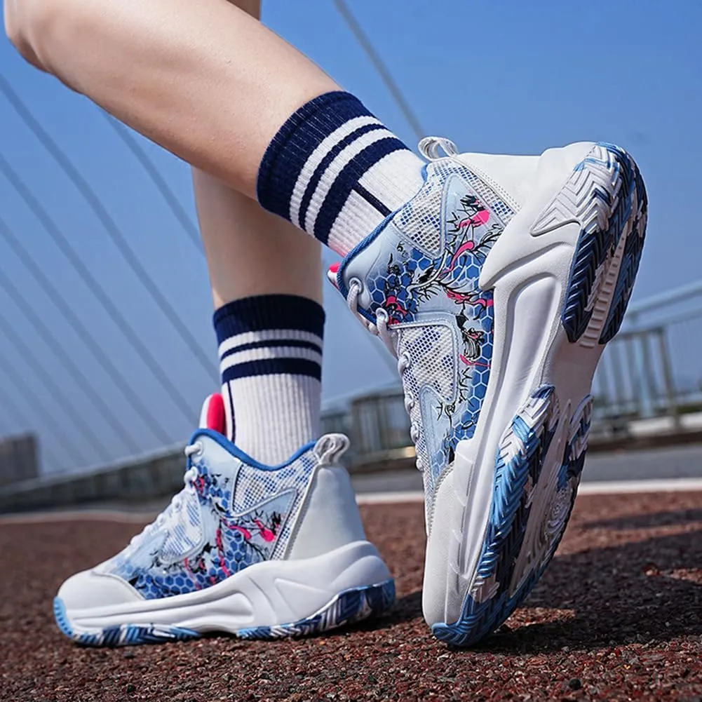 WILTENA Womens Mesh Breathable Basketball Shoes Mens Anti Slip Sneakers Unisex Fashion Running Sneakers Colorful Painting Sports Shoes