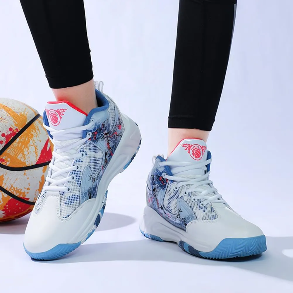 WILTENA Womens Mesh Breathable Basketball Shoes Mens Anti Slip Sneakers Unisex Fashion Running Sneakers Colorful Painting Sports Shoes