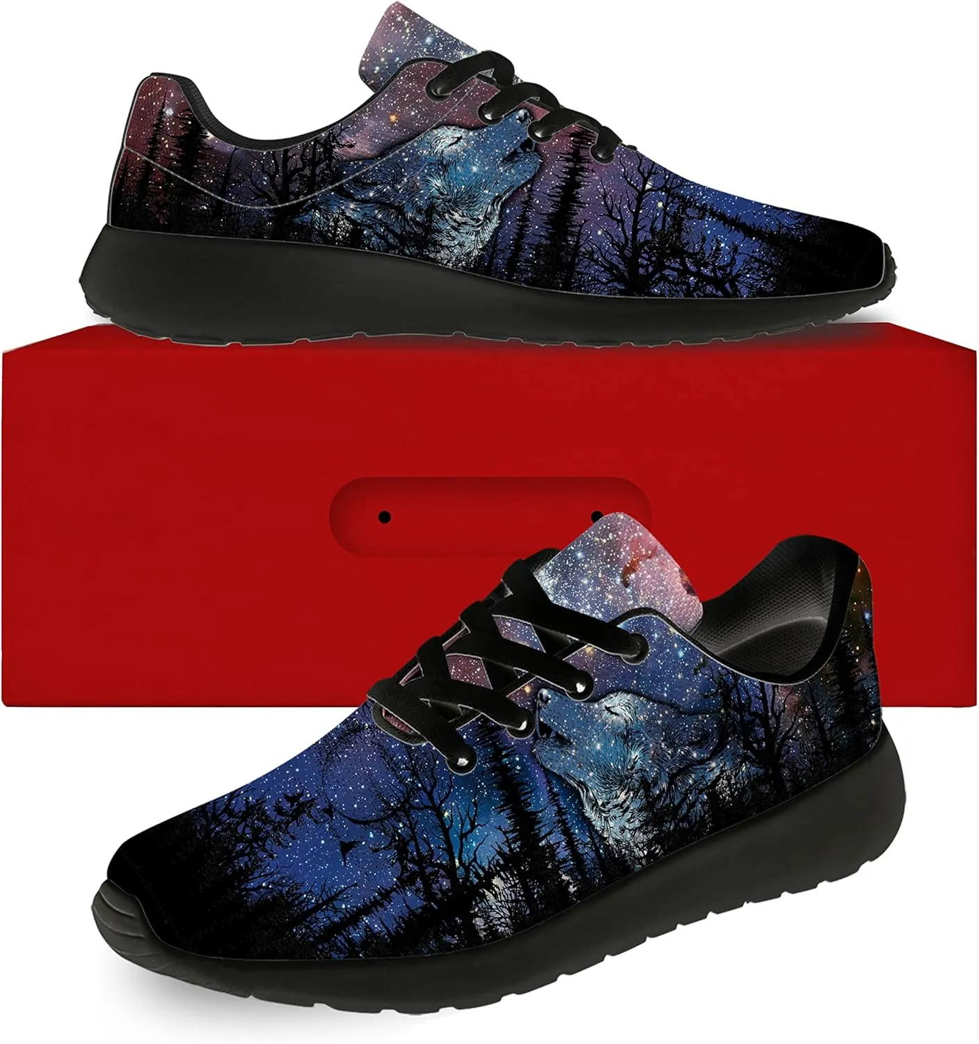 Wolf Design Shoes Mens Womens Running Sneakers Comfortable Casual Tennis Walking Shoes Gifts for Friends
