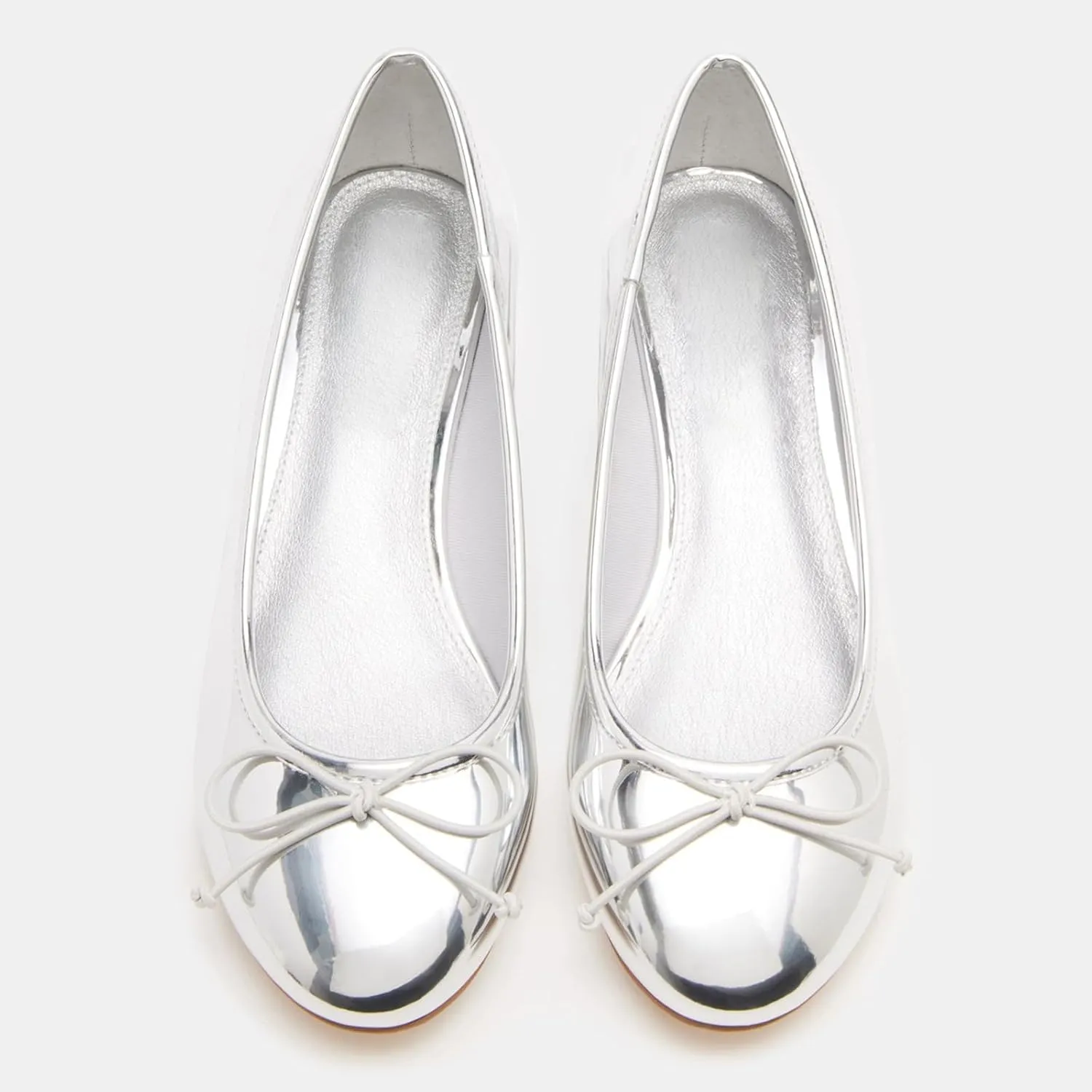 Women Ballet Pumps Round Toe Low Block Heel Slip on Ballerinas Walking Dating Party Daily Dress Shoes with Bow