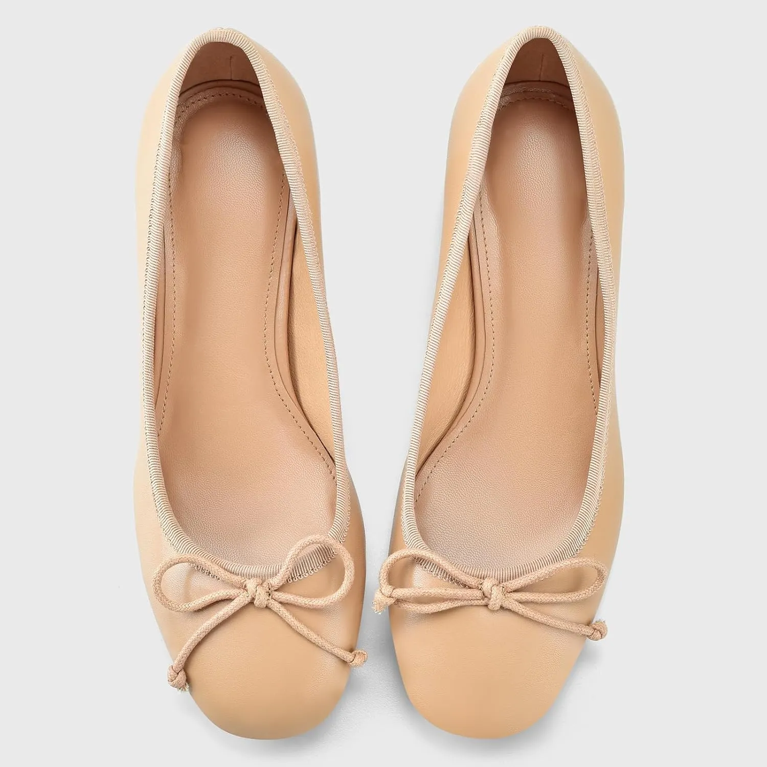 Women Ballet Pumps Round Toe Low Block Heel Slip on Ballerinas Walking Dating Party Daily Dress Shoes with Bow