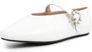 Women Buckled Ballet Flats with Strap Slip On Loafer Shoes