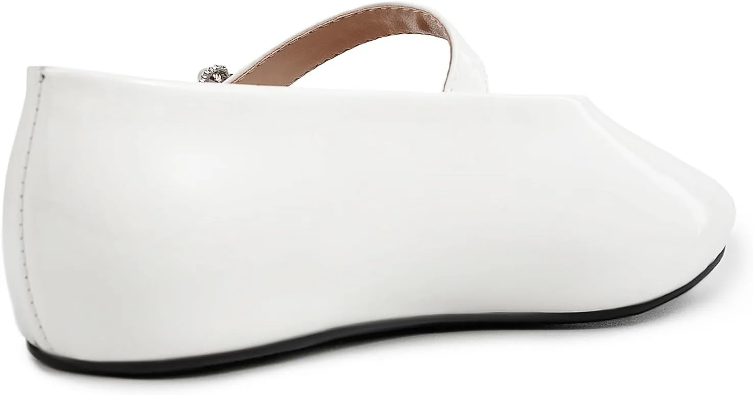 Women Buckled Ballet Flats with Strap Slip On Loafer Shoes