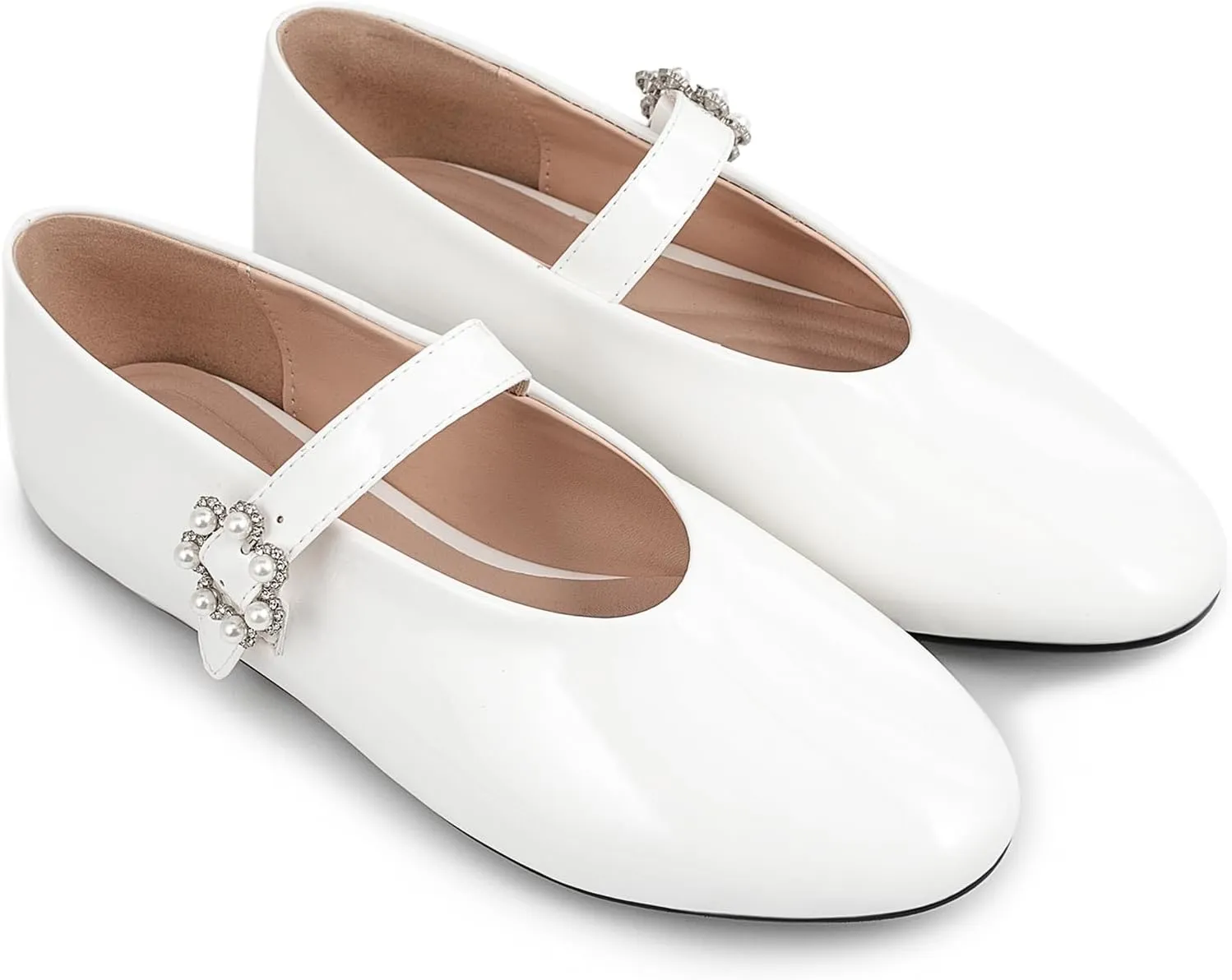 Women Buckled Ballet Flats with Strap Slip On Loafer Shoes