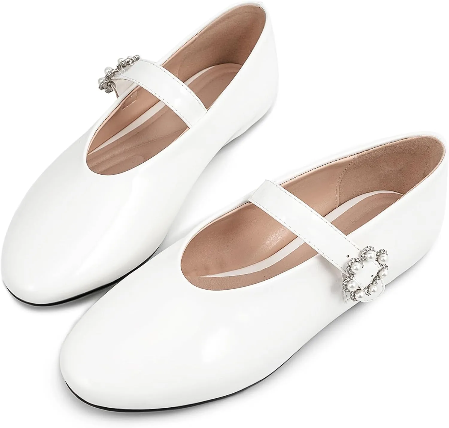 Women Buckled Ballet Flats with Strap Slip On Loafer Shoes
