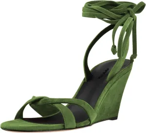 Women Fashion Strappy Ankle Strap Sandals Open Almond Toe Lace up High Heel Wedges Casual Party Club Summer Shoes Size 4-16 US