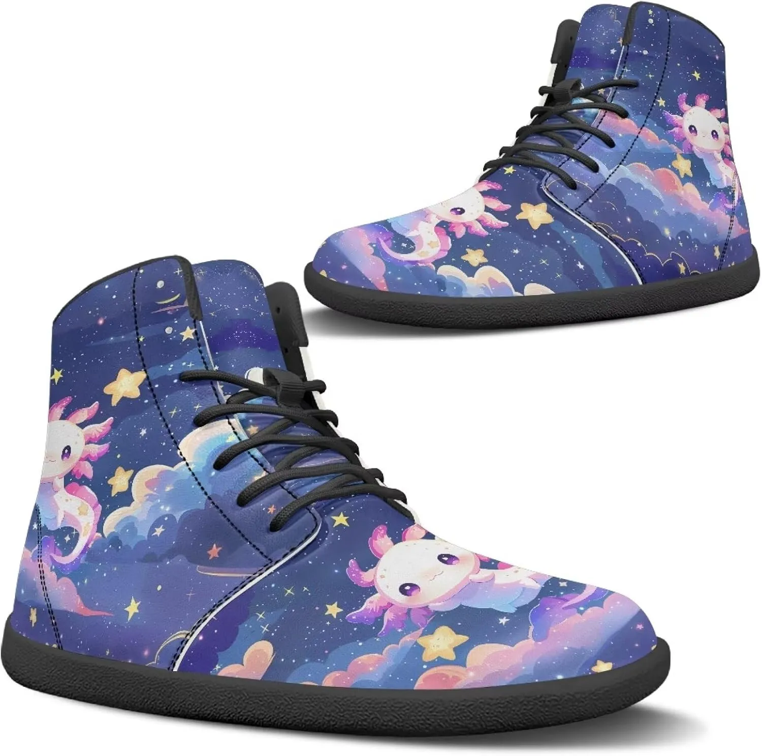 Women Men Running Shoes High Top Barefoot Sneakers Leather