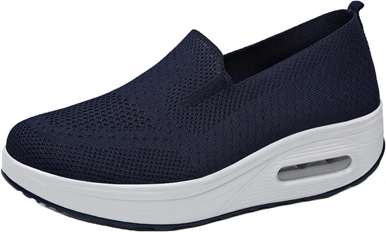 Women Orthopedic Air Cushion Walking Shoes Slip-On Platform Mesh Stretch Wedge Sneakers for Arch Support Light Toning Rocker Shoe