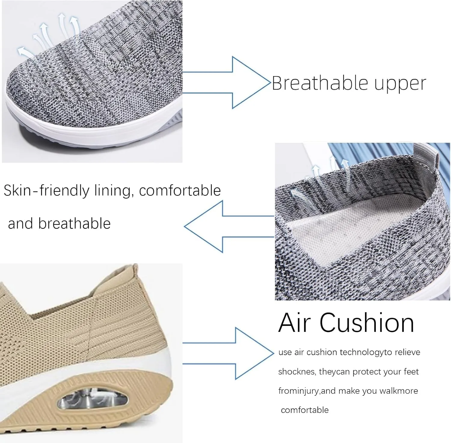 Women Orthopedic Sneakers Walking Shoes,Mesh Breathable Arch Support Slip-on Light Air Cushion Orthopedic Sneakers Diabetic Shoes