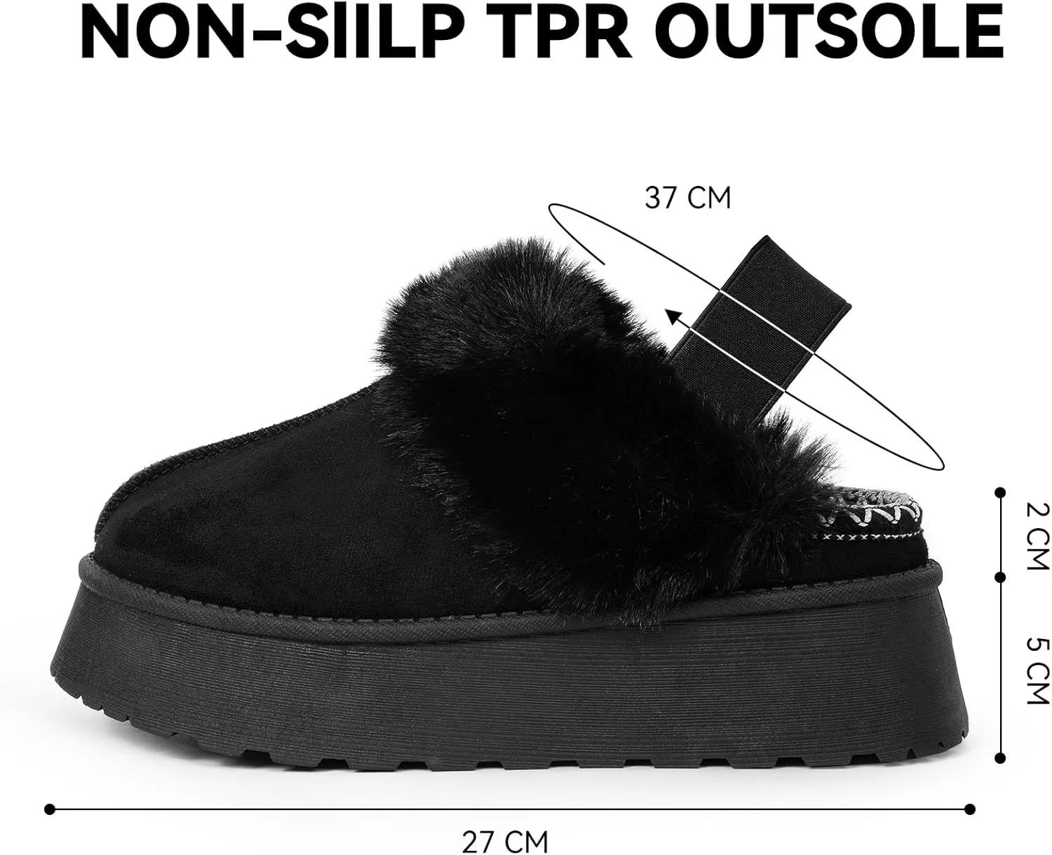 Women Platform Slippers Mini Boots Suede Leather Short Ankle Booties Fuzzy Slip on Shoes Snow Platform Slippers for Women Winter Outdoor Ethnic Style