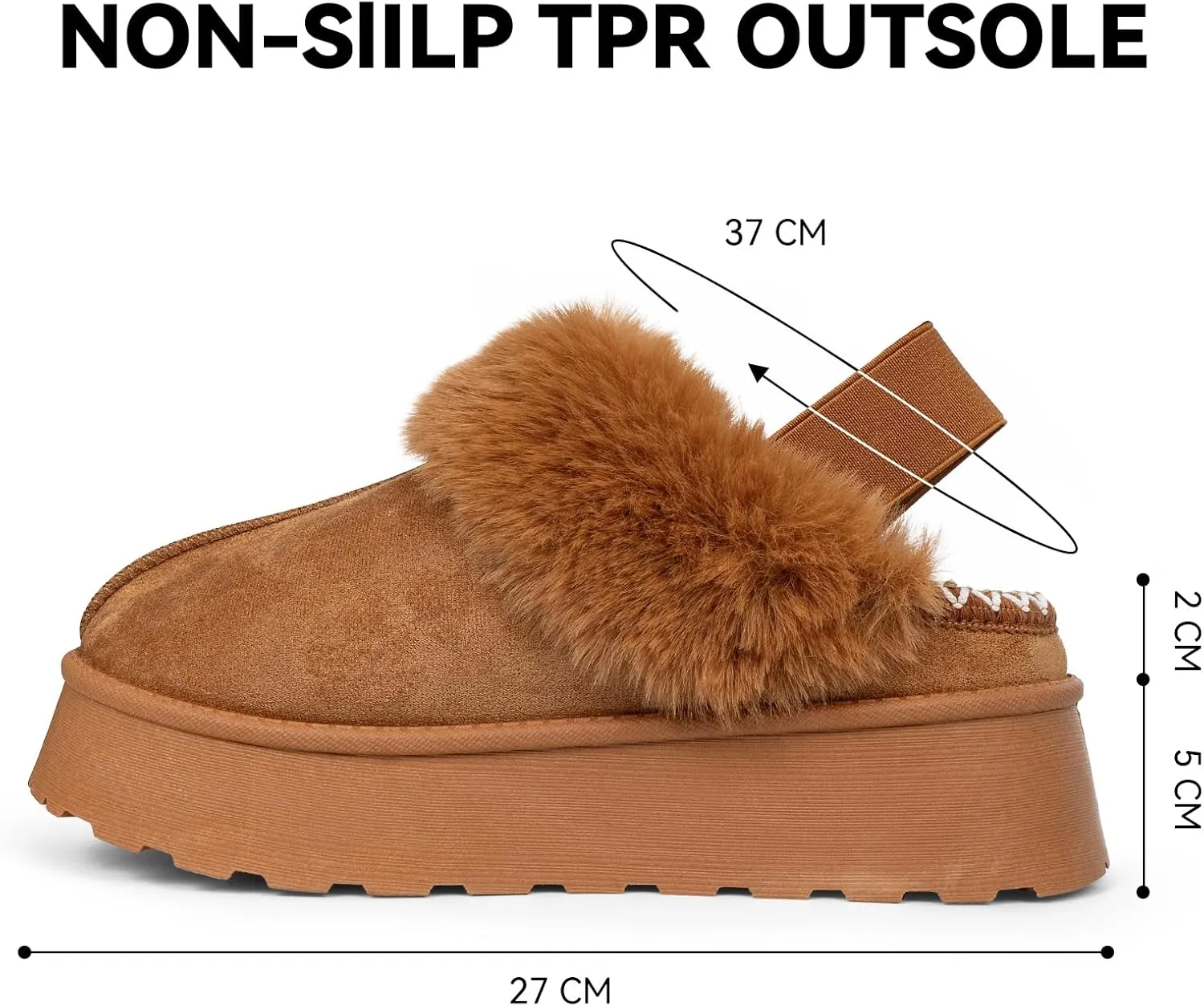 Women Platform Slippers Mini Boots Suede Leather Short Ankle Booties Fuzzy Slip on Shoes Snow Platform Slippers for Women Winter Outdoor Ethnic Style